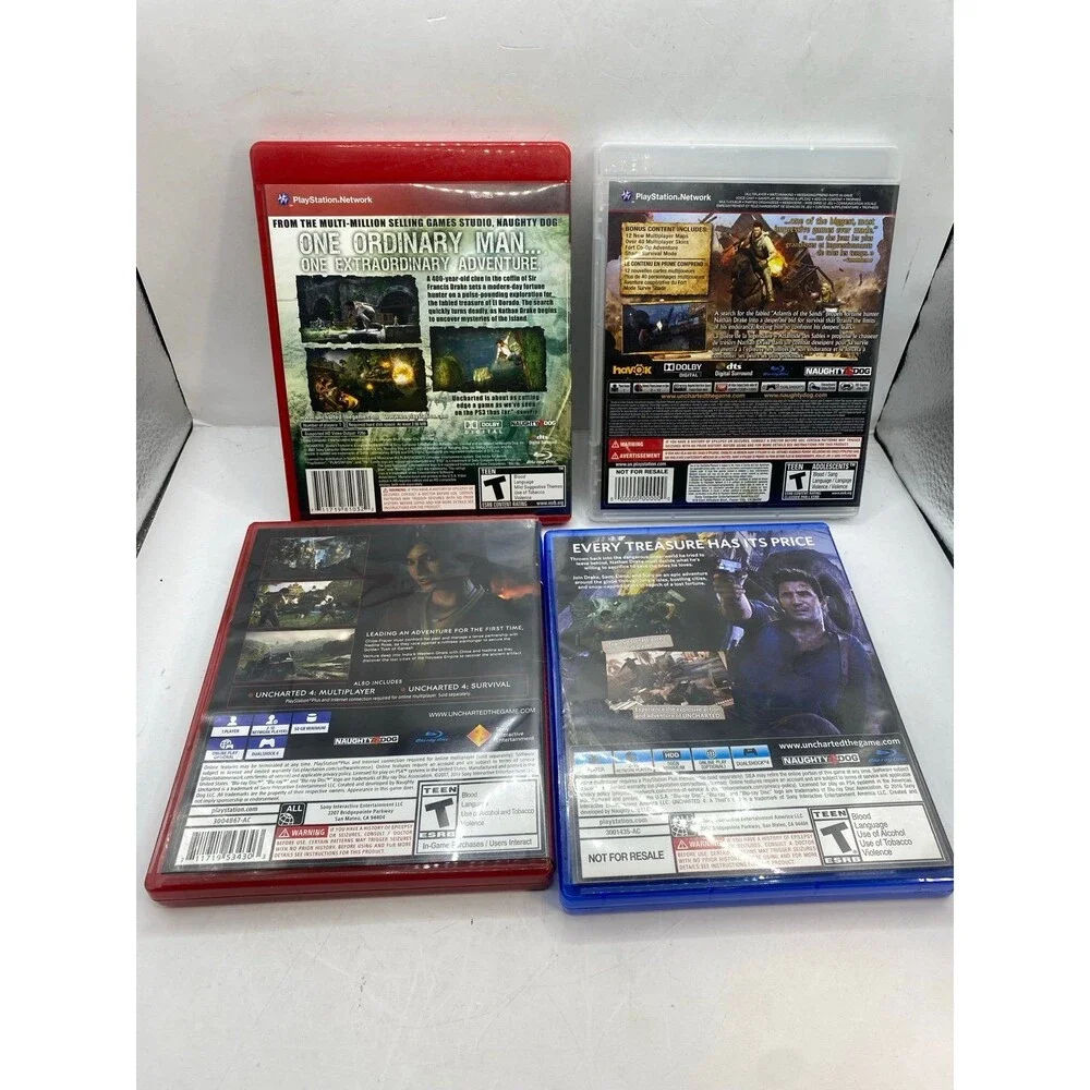 Uncharted Bundle 1 3 4 Lost Legacy Complete Tested Working PS3 PS4 ( 4 game lot)